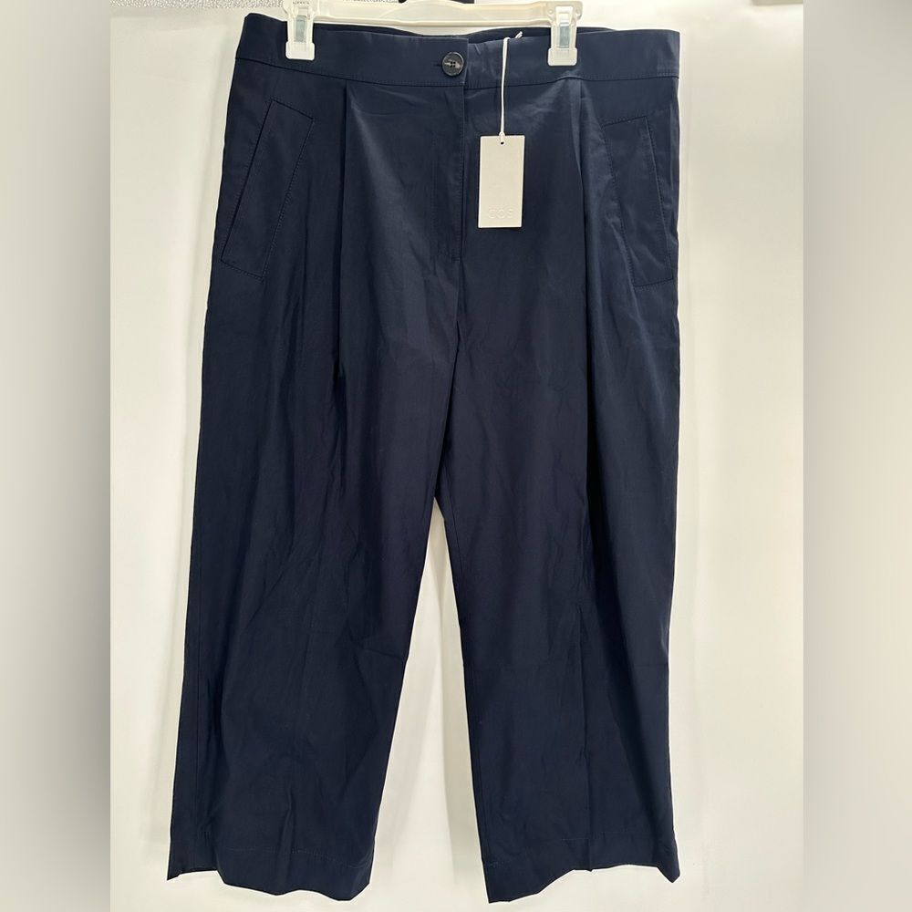 NWT COS Navy Cotton Wide Leg Crop Trousers Pant $115